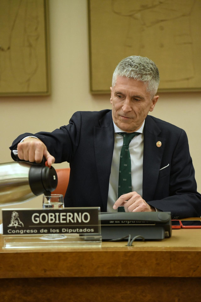 El ministro de Interior, Fernando Grande-Marlaska, durante la Comisión de Interior sobre el 'caso Cuarteles'