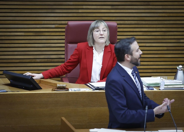 La vicepresidenta de las Corts, Maria José salvaodr, y el diputado de Vox, Miguel Pascual