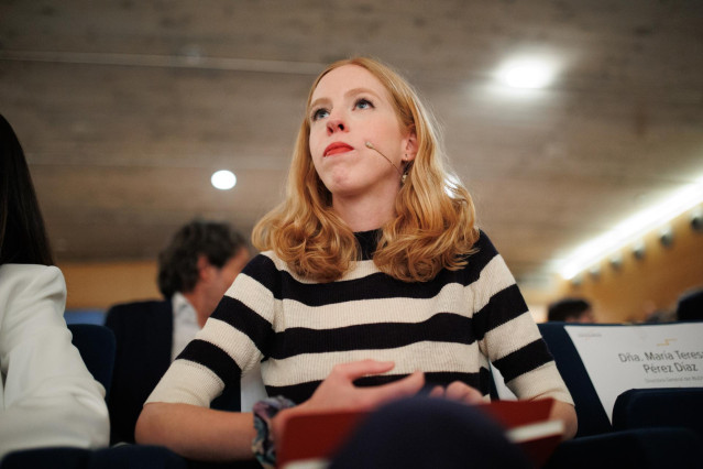 La secretaria de Estado para la Agenda 2030, Lilith Verstrynge, durante la inauguración del acto de presentación del Plan de Acción de Juventud del Instituto de la Juventud (Injuve), en La Casa Encendida, a 29 de marzo de 2023, en Madrid (España).