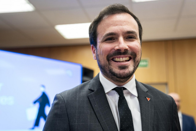 El ministro de Consumo, Alberto Garzón, durante el acto institucional ‘Derechos para crecer sanos y libres’, en el Ministerio de Consumo, a 15 de marzo de 2023, en Madrid (España).