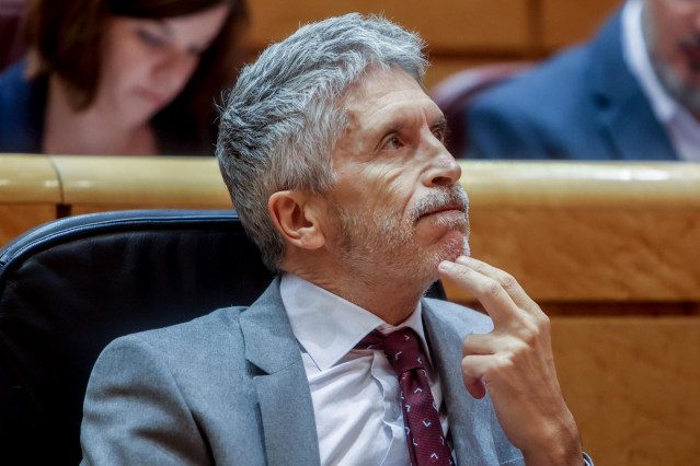 Archivo - El ministro del Interior, Fernando Grande-Marlaska, en una sesión de control al Gobierno, en el Senado, a 15 de noviembre de 2022, en Madrid (España). El Senado celebra una nueva sesión de control al Gobierno, sin la presencia del jefe del Ejecu