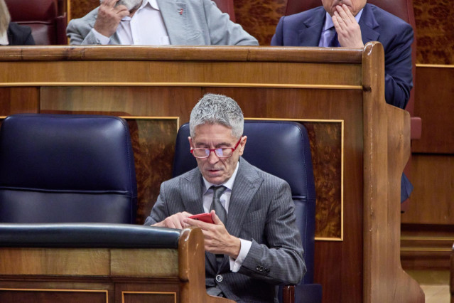 El ministro de Interior, Fernando Grande-Marlaska, en una sesión plenaria en el Congreso