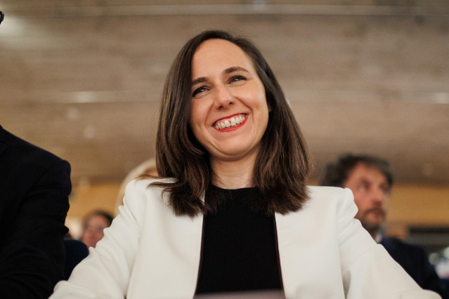 La ministra de Derechos Sociales y Agenda 2030, Ione Belarra, durante la inauguración del acto de presentación del Plan de Acción de Juventud del Instituto de la Juventud (Injuve), en La Casa Encendida, a 29 de marzo de 2023, en Madrid (España). Este Prim