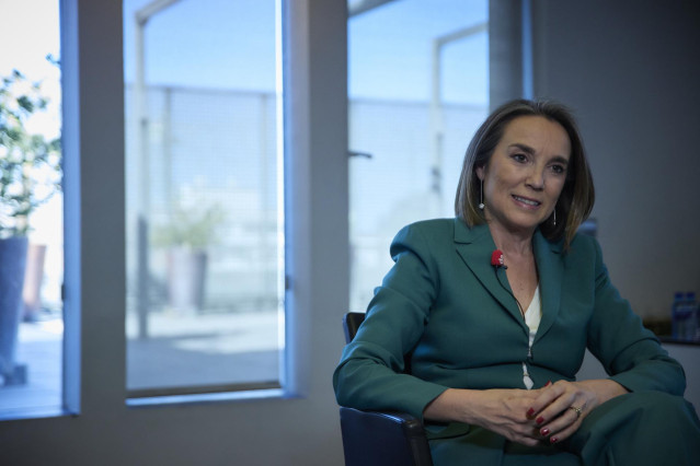 La secretaria general del Partido Popular, Cuca Gamarra, en una entrevista con Europa Press