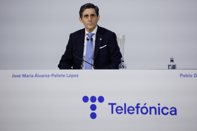 El consejero delegado de Telefónica, José María Álvarez-Pallete López, durante una Junta General de Accionistas, en el Distrito Telefónica, a 31 de marzo de 2023, en Madrid (España).