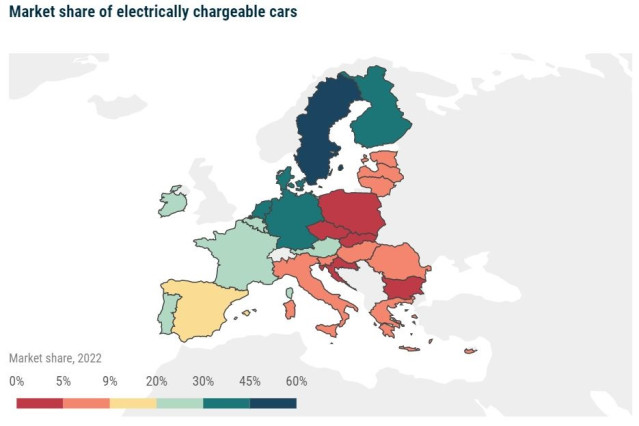 Archivo - Infografía de ACEA sobre la penetración de los vehículos electrificados en la UE