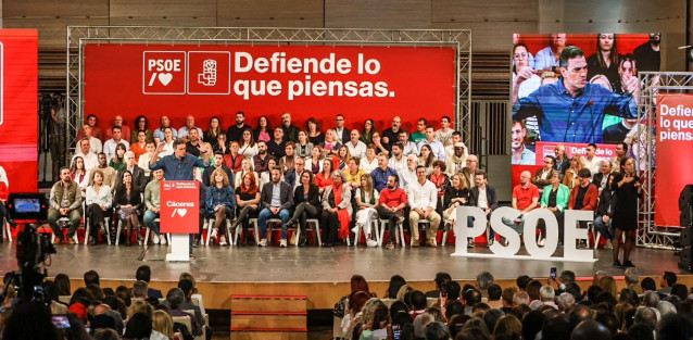 El presidente del Gobierno, Pedro Sánchez, en un acto en Cáceres
