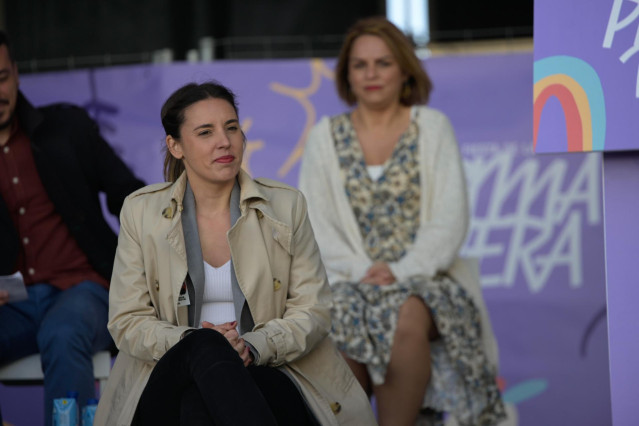 La ministra de Igualdad, Irene Montero, asiste a la Fiesta de la Primavera de Podemos, a 15 de abril de 2023, en Zaragoza, Aragón (España).