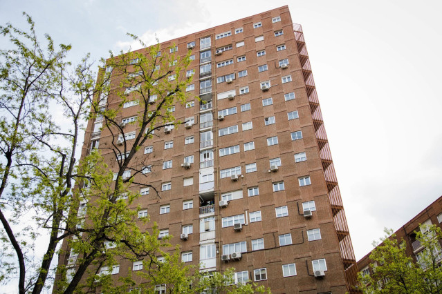 Un edificio del distrito de Arganzuela, en Madrid (España).