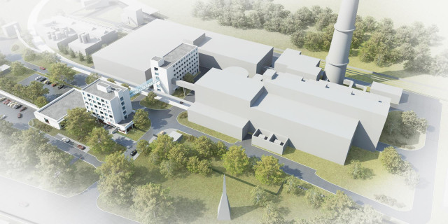 Infografía de la planta de energía térmica Brno North