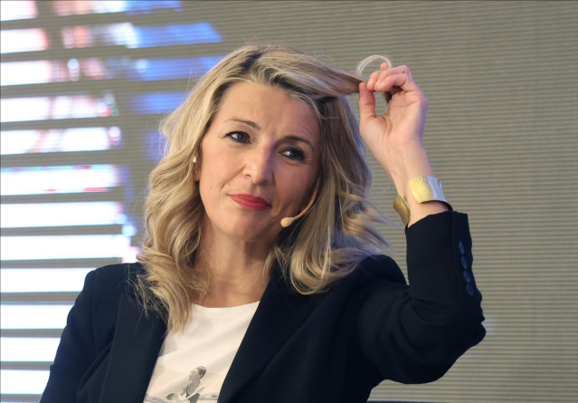 La vicepresidenta segunda y ministra de Trabajo y Economía Social, Yolanda Díaz, durante la presentación del libro ‘Melancolía. Metamorfosis de una ilusión política'.
