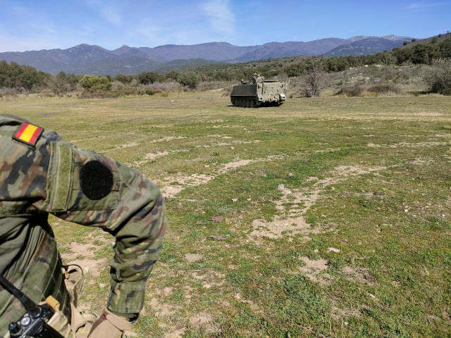 Archivo - Ejercicios y prácticas en el campo de maniobras y tiro del Acuartelamiento General Álvarez de Castro (Regimiento de Infantería Arapiles 62 del Ejército de Tierra español) en Sant Climent Sescebes (Girona, Cataluña, España) el 22 de marzo de 2023