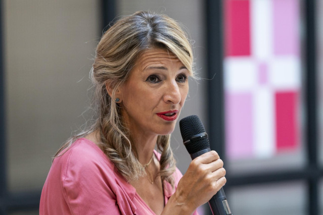 Archivo - La vicepresidenta segunda y ministra de Trabajo y Economía Social, Yolanda Díaz, interviene durante la presentación de los coordinadores de trabajo de ‘Sumar’, en el Espacio Larra, a 23 de septiembre de 2022, en Madrid (España).