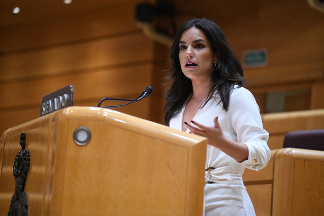 Archivo - La portavoz de Vox en el Senado, María José Rodríguez de Millán, interviene durante un pleno del Senado, a 25 de abril de 2023, en Madrid (España). Sánchez y Feijóo se enfrentan hoy a su cuarto cara a cara en el Pleno del Senado. El debate, a ta