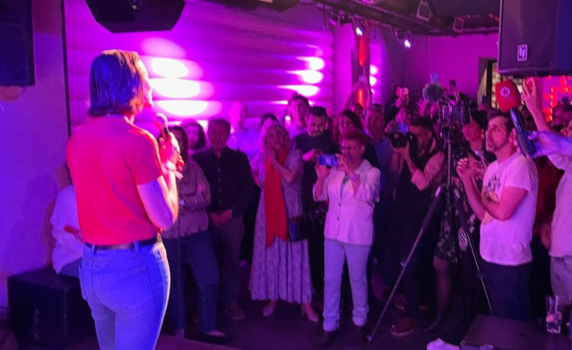 La candidata del PSOE a la Alcaldía de Madrid, Reyes Maroto, en la fiesta mitin celebrada en el Tempo Club