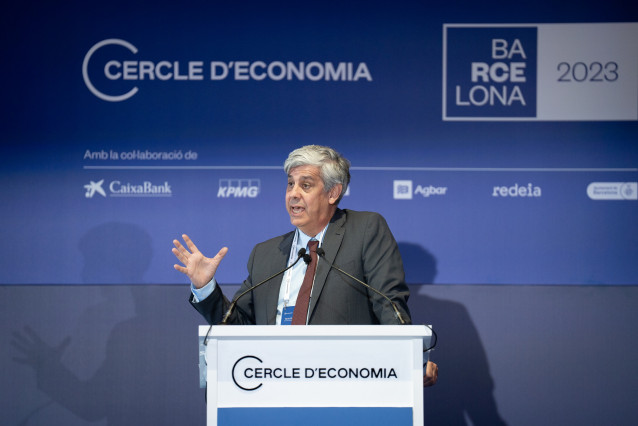 El gobernador del Banco de Portugal, Mario Centeno, interviene ante la Reunió Cercle d'Economia.