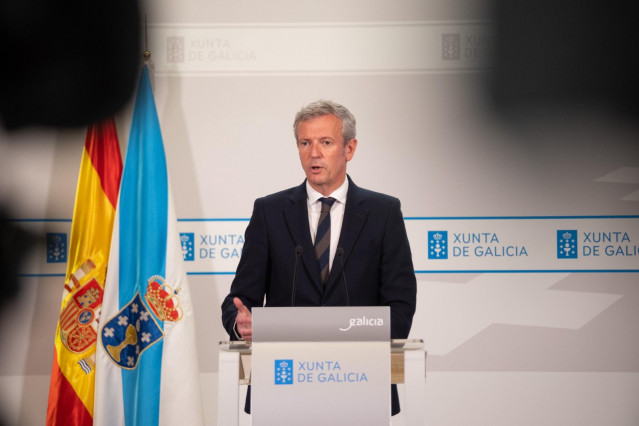 El presidente de la Xunta, Alfonso Rueda, en rueda de prensa tras el Consello.