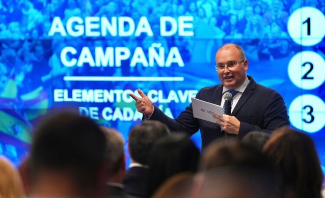 Archivo - El vicesecretario de Organización del PP, Miguel Tellado, durante una jornada de trabajo con candidatos municipales, a 7 de febrero de 2023.