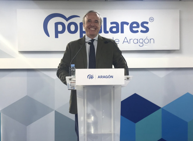 El candidato del Partido Popular PP) a la Presidencia del Gobierno de Aragón, Jorge Azcón