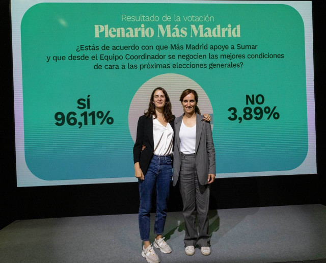 Archivo - Las líderes de Más Madrid, Rita Maestre y Mónica García, en el Plenario en el que la formación política ha apoyado mayoritariamente la apuesta por Sumar