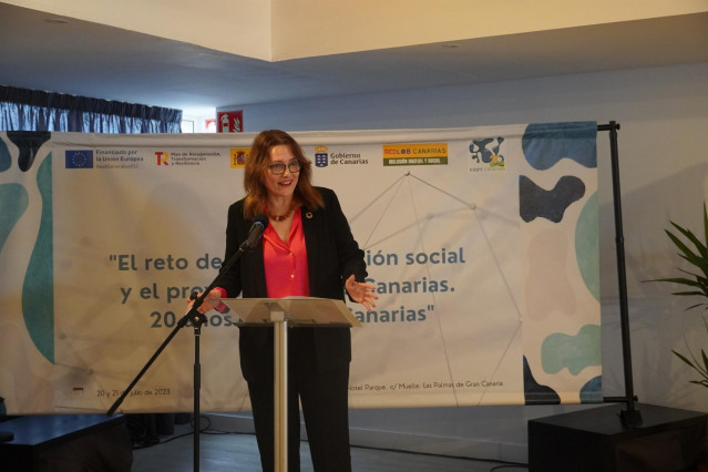 La consejera de Bienestar Social, Igualdad, Juventud, Infancia y Familias del Gobierno canario, Candelaria Delgado, participa en unas jornadas sobre digitalización social en Las Palmas de Gran Canaria