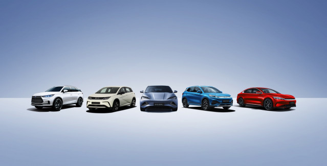 Gama de vehículos de nueva energía de BYD.