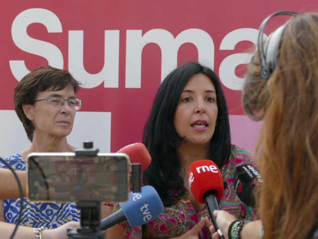 La eurodiputada de Podemos Idoia Villanueva, en un acto de campa&ntilde;a de Sumar.