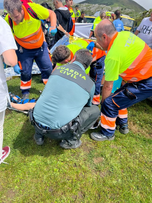 Heridos en el accidente de un autob&uacute;s en la carretera a Lagos de Covadonga.