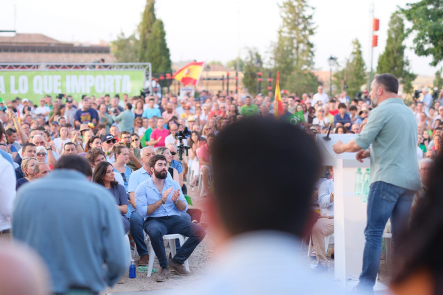 El l&iacute;der de Vox, Santiago Abascal, en un mitin en Toledo