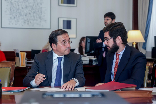 El ministro de Asuntos Exteriores, Unión Europea y Cooperación en funciones, José Manuel Albares, presenta sus credenciales en el Congreso de los Diputados, a 14 de agosto de 2023, en Madrid (España).