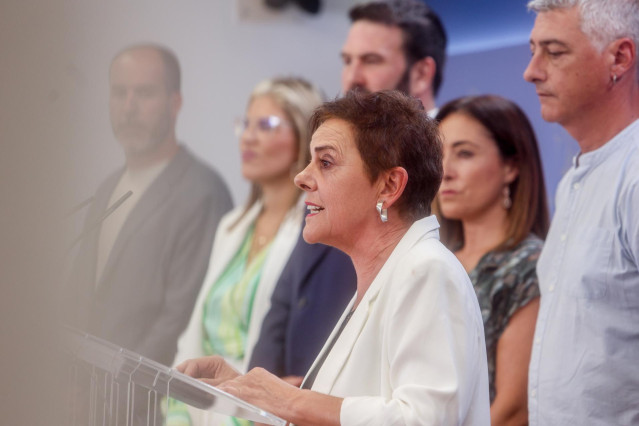 La diputadas de EH Bildu Mertxe Aizpurua comparece en rueda de prensa tras entregar sus credenciales en el Congreso de los Diputados, a 14 de agosto de 2023, en Madrid