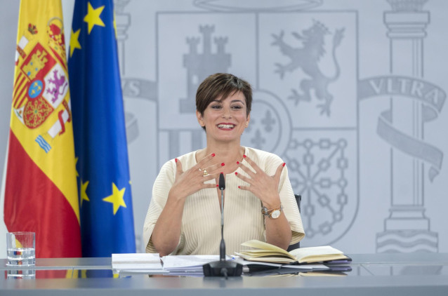 La ministra de Pol&iacute;tica Territorial y portavoz del Gobierno, Isabel Rodr&iacute;guez, ofrece una rueda de prensa posterior a la reuni&oacute;n del Consejo de Ministros, en el Palacio de la Moncloa, a 25 de julio de 2023, en Madrid (Espa&ntilde;a).
