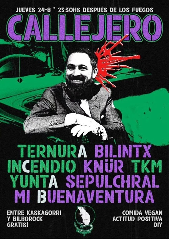 El cartel en el que aparece Santiago Abascal con un tiro en la nuca.