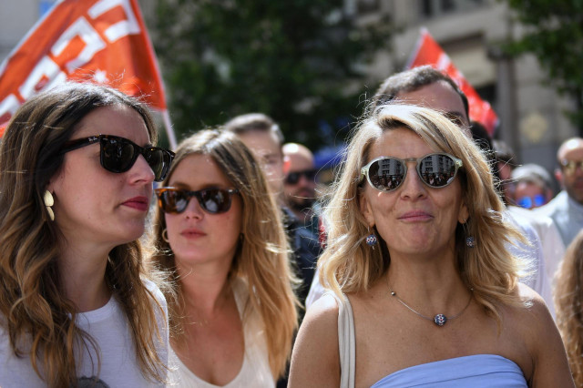 Archivo - La vicepresidenta y ministra de Trabajo y Econom&iacute;a Social, Yolanda D&iacute;az, durante la marcha por el D&iacute;a Internacional de los Trabajadores en el C&iacute;rculo de Bellas Artes, a 1 de mayo de 2023, en Madrid (Espa&ntilde;a).
