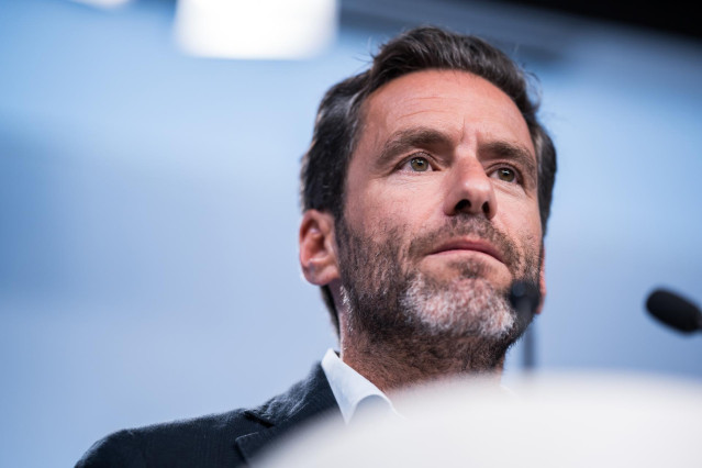 El vicesecretario de Cultura y Sociedad Abierta del PP, Borja Sémper, durante una rueda de prensa posterior a la reunión del Comité de Dirección del Partido Popular, en la sede nacional del PP, a 28 de agosto de 2023, en Madrid (España). Durante la compar