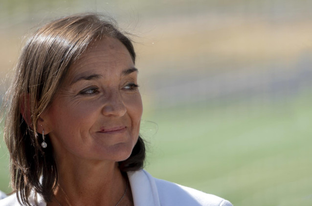 La portavoz del Grupo Municipal Socialista en el Ayuntamiento de Madrid, Reyes Maroto presenta una iniciativa en homenaje a la jugadora de la selección femenina de fútbol, Jennifer Hermoso, en el Centro Deportivo Municipal Antiguo Canódromo, a 30 de agost
