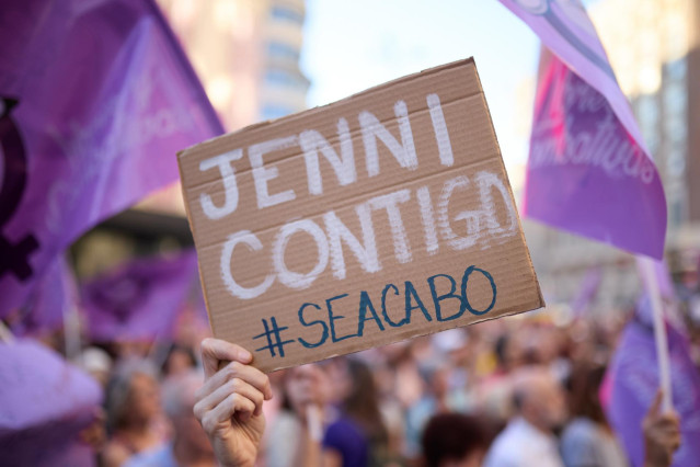 Imagen de archivo de una concentración en apoyo a las campeonas del mundo para reivindicar un deporte libre de violencias machistas, en Callao, a 28 de agosto de 2023, en Madrid (España).