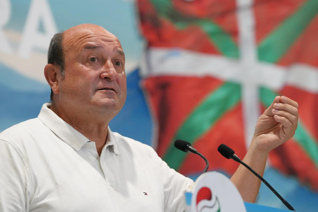 El presidente del EBB del PNV, Andoni Ortuzar, este viernes en Zarautz