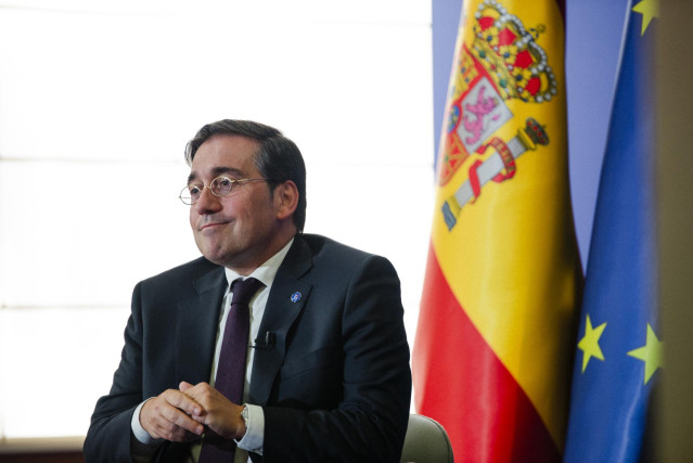 El ministro de Asuntos Exteriores, Unión Europea y Cooperación en funciones, José Manuel Albares, durante una entrevista para Europa Press
