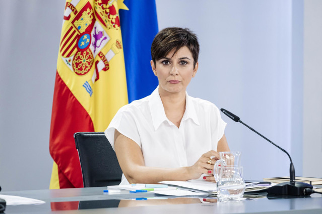 La ministra Portavoz y de Política Territorial en funciones, Isabel Rodríguez, durante una rueda de prensa posterior a la reunión del Consejo de Ministros, en el Palacio de La Moncloa, a 5 de septiembre de 2023, en Madrid (España). El Consejo de Ministros