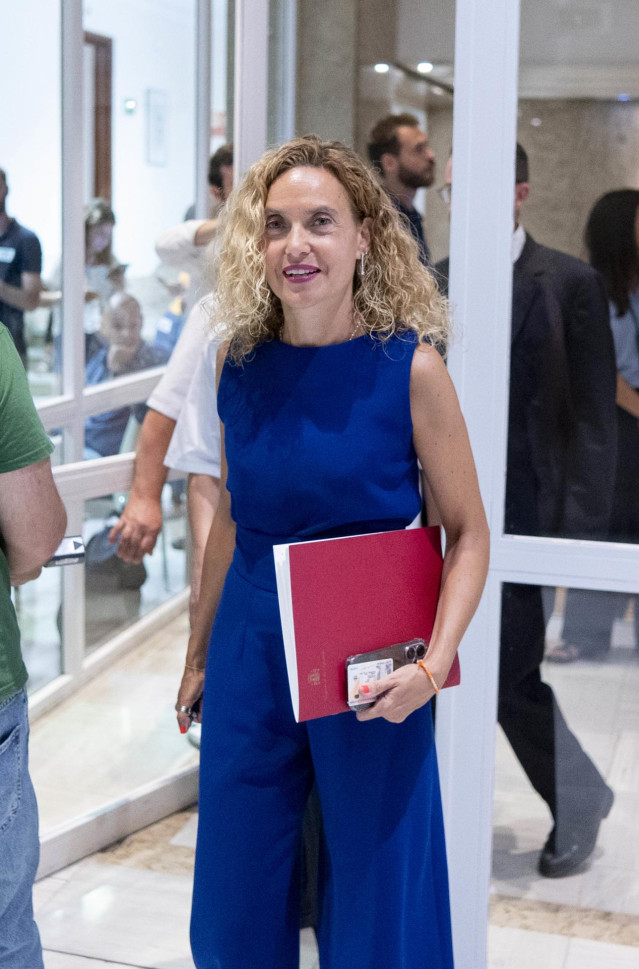 La presidenta del Congreso, Meritxell Batet, presenta sus credenciales al Congreso, a 16 de agosto de 2023, en Madrid (España). Tras la celebración de las elecciones generales del 23 de julio, los 350 diputados electos en los comicios presentan sus creden