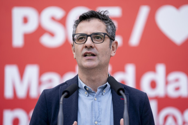 Archivo - El ministro de la Presidencia, Relaciones con las Cortes y Memoria Democrática, Félix Bolaños, interviene durante un acto de campaña del PSOE, en la plaza Puerto Chico, a 19 de mayo de 2023, en Madrid (España).