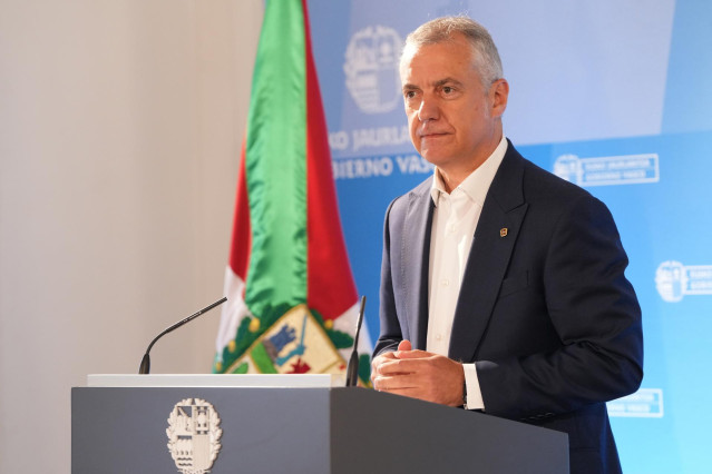 El Lehendakari, Iñigo Urkullu, ofrece una rueda de prensa tras presidir el inicio del nuevo curso político, en el Palacio de Miramar, a 29 de agosto de 2023, en Donostia-San Sebastián, Guipúzcoa, País Vasco (España).