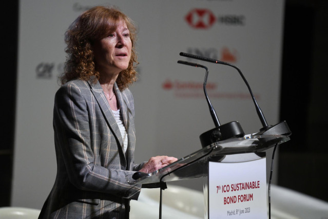 Archivo - La subgobernadora del Banco de España, Margarita Delgado, interviene durante la séptima edición del Foro ICO de Bonos Sostenibles, en el Palacio de Linares, a 8 de junio de 2023, en Madrid (España).
