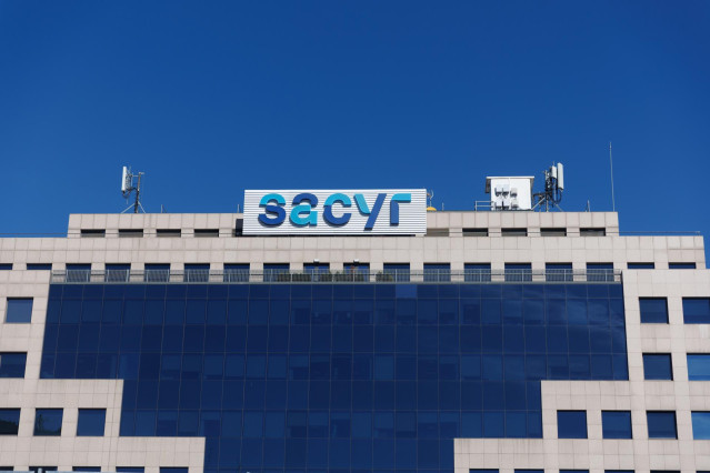 Archivo - Fachada de la sede de Sacyr, a 27 de marzo de 2023, en Madrid (España).
