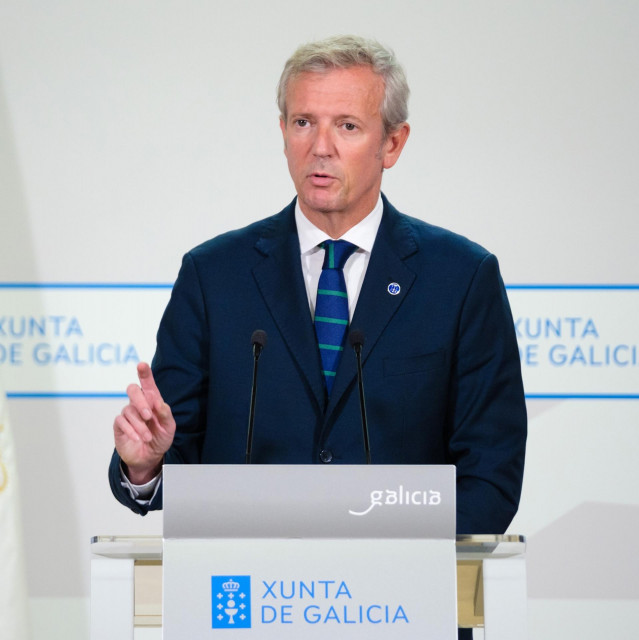 El presidente de la Xunta, Alfonso Rueda, en la comparecencia ante los medios tras el Consello de la Xunta
