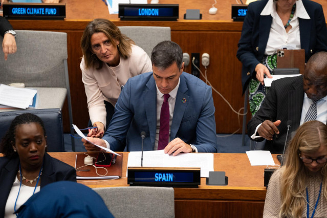 El presidente del Gobierno en funciones, Pedro Sánchez, durante la Cumbre de Acción Climática