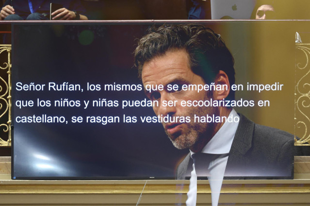 El vicesecretario de Cultura y Sociedad Abierta del Partido Popular y diputado, Borja Sémper, interviene durante una sesión plenaria en la se aprueba el uso de las lenguas cooficiales en el Congreso de los Diputados.