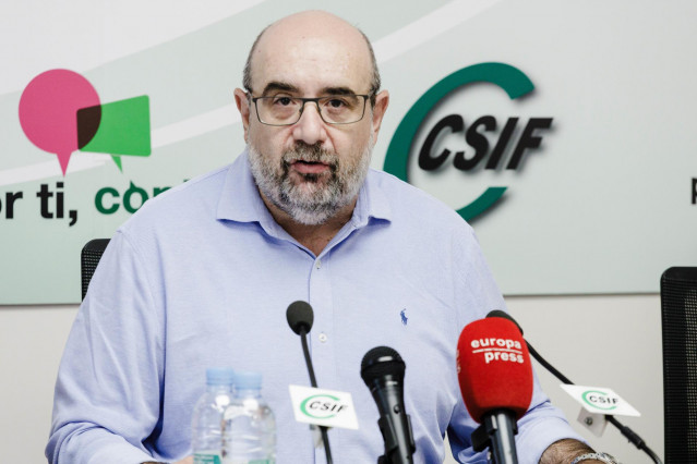 Archivo - El presidente de la Central Sindical Independiente y de Funcionarios (CSIF), Miguel Borra, ofrece una rueda de prensa, a 19 de junio de 2023, en Madrid (España).