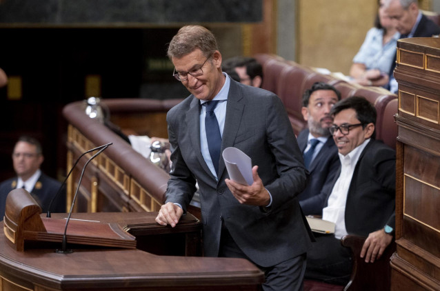 El líder del PP y candidato a la Presidencia del Gobierno, Alberto Núñez Feijóo, durante el pleno de investidura